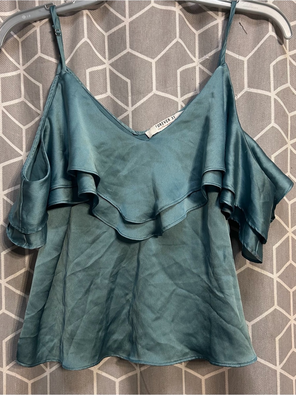 Forever 21 Teal Ruffled Satin Camisole